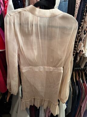 Line and Dot Revolve Rianne Mini DressWomen's Peach Long-Sleeve Ruffle Hem Dress